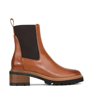 Bottes Chelsea en cuir à talon linéaire pour femmes EOS Footwear en couleur Brandy