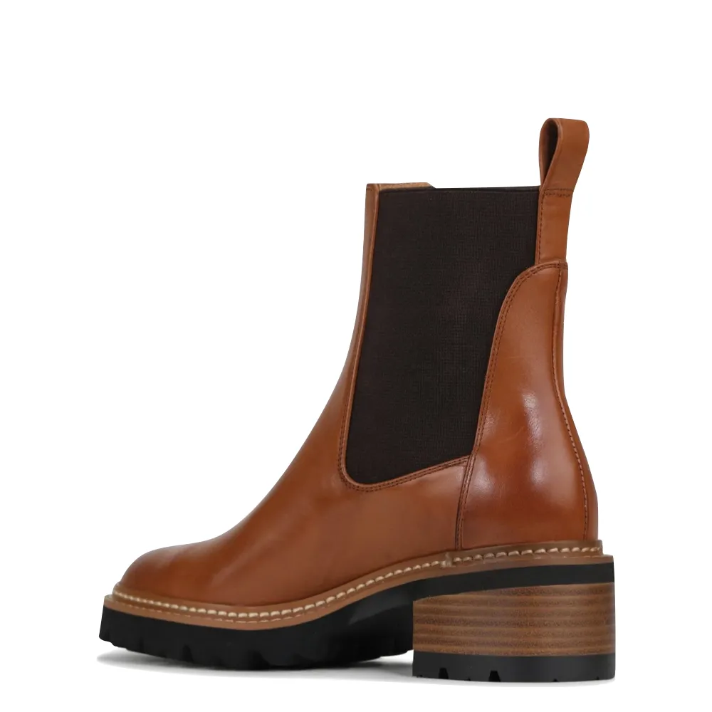 Bottes Chelsea en cuir à talon linéaire pour femmes EOS Footwear en couleur Brandy