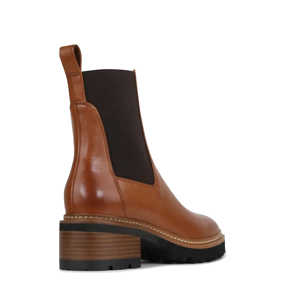 Bottes Chelsea en cuir à talon linéaire pour femmes EOS Footwear en couleur Brandy