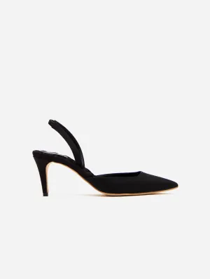Gabriella Escarpins Satin Végan à Bout Pointu | Noir