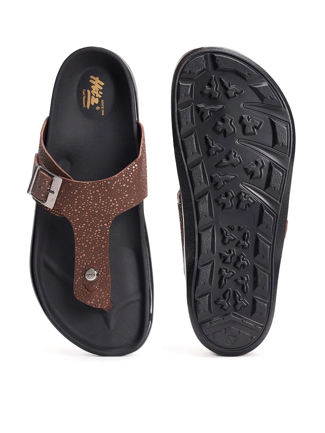 Mules ouvertes en cuir marron pour hommes Hitz