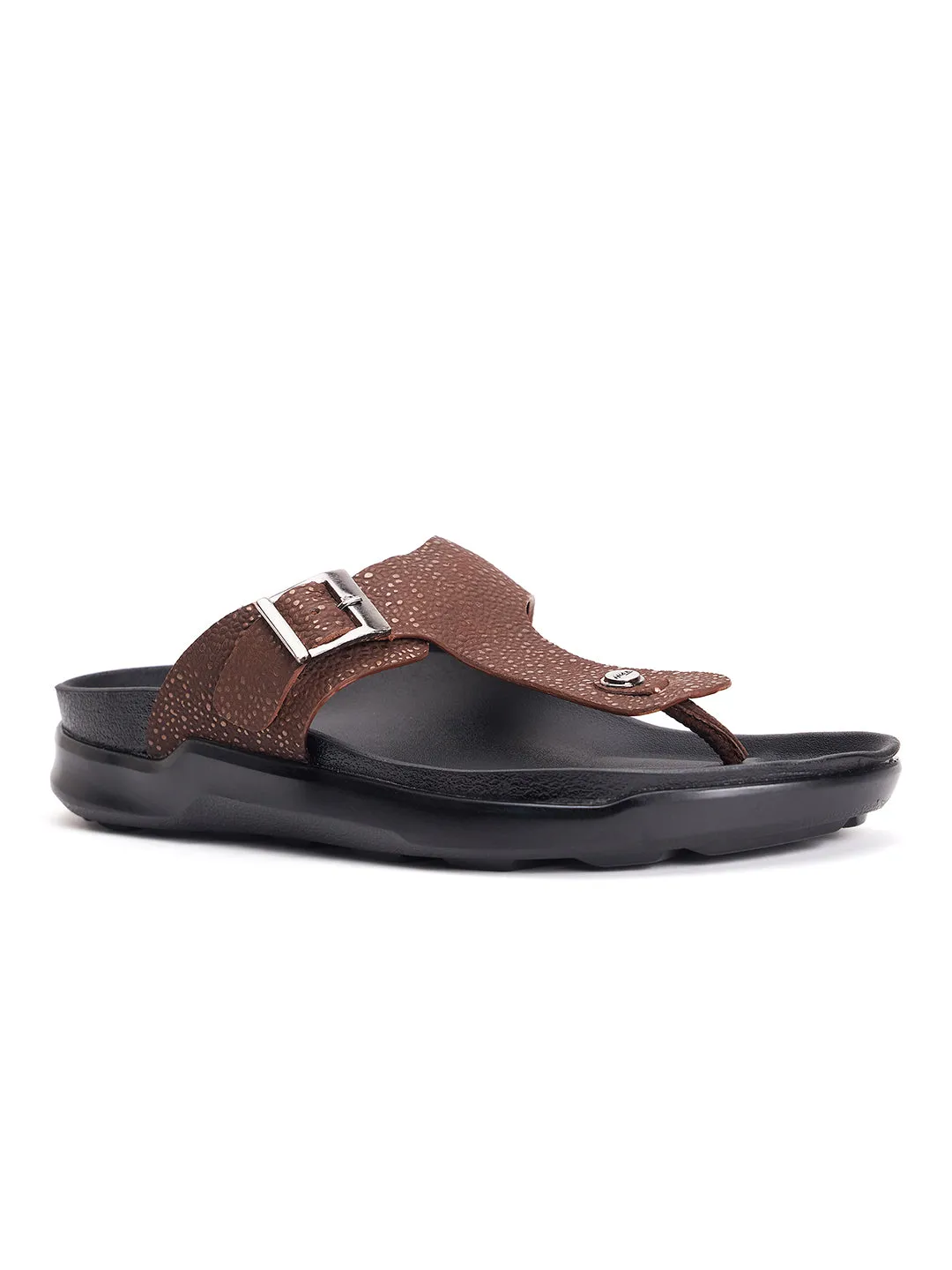 Mules ouvertes en cuir marron pour hommes Hitz