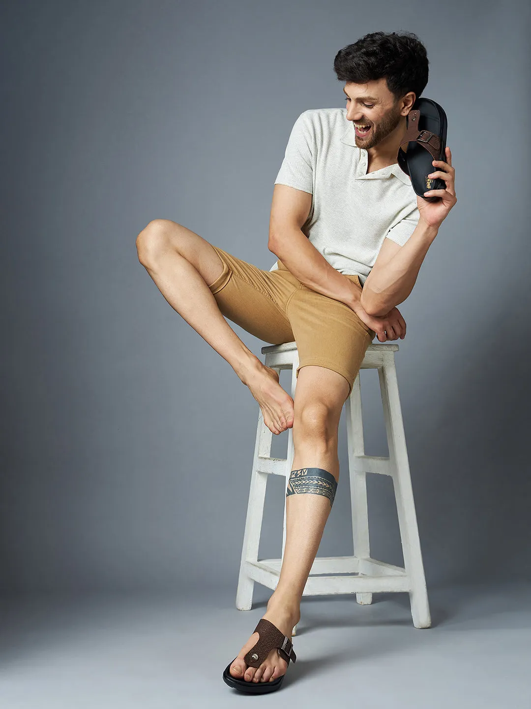Mules ouvertes en cuir marron pour hommes Hitz