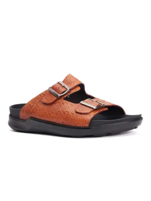 Mules ouvertes en cuir brun pour hommes Hitz