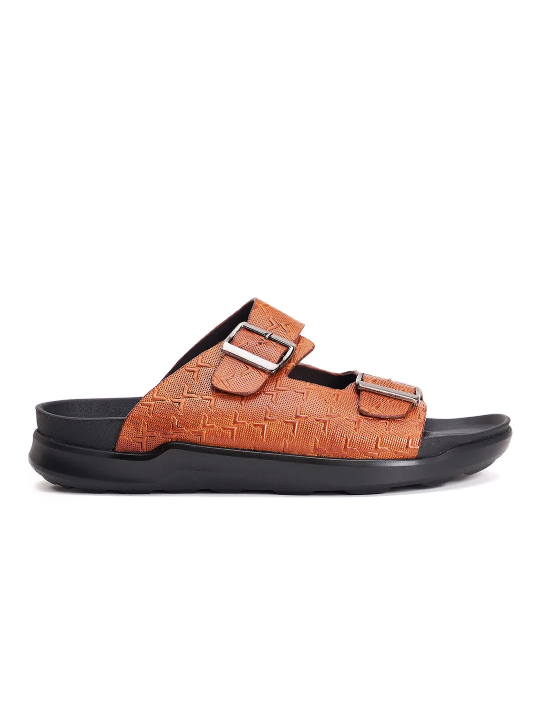 Mules ouvertes en cuir brun pour hommes Hitz