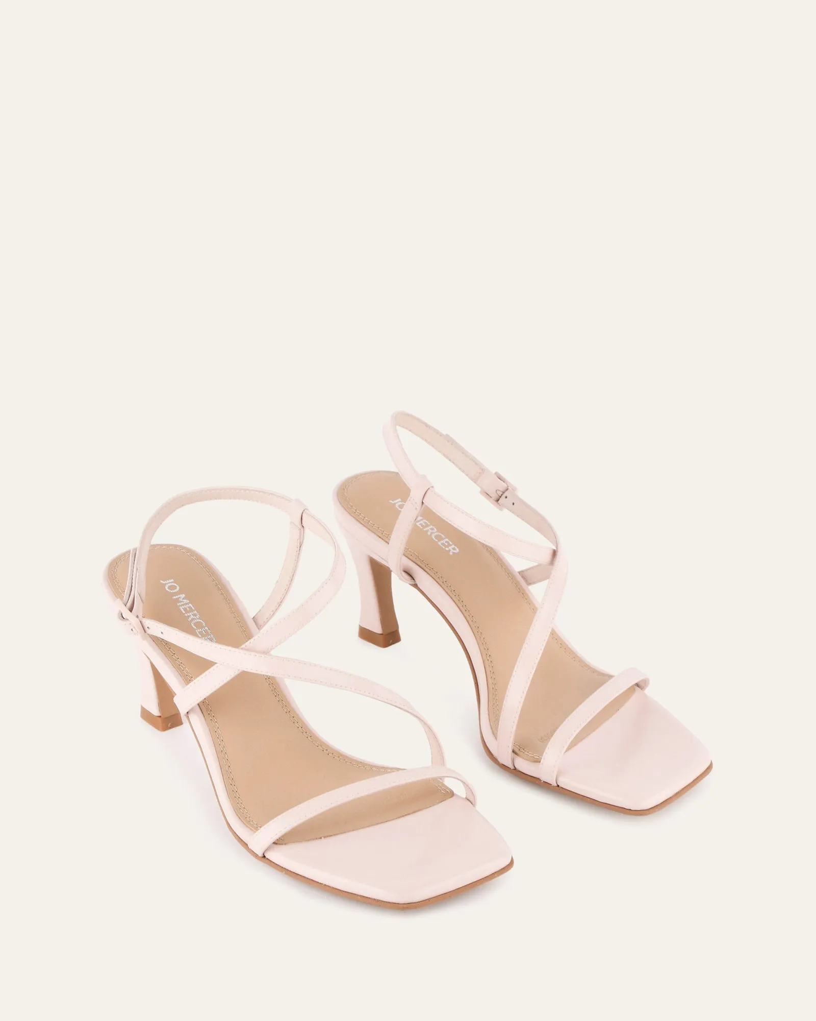 SANDALES JOCKEY À TALONS HAUTS EN CUIR DOUX ROSE