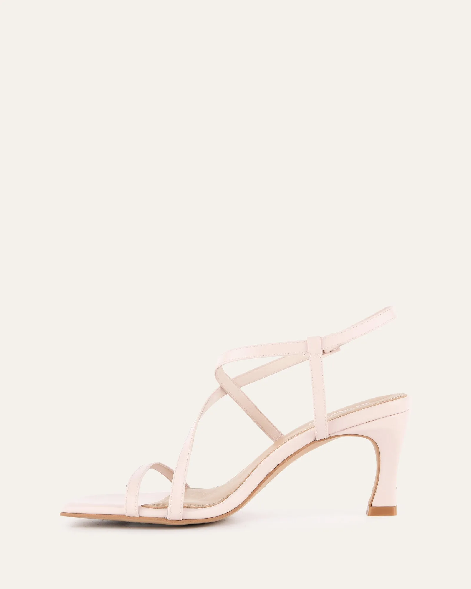 SANDALES JOCKEY À TALONS HAUTS EN CUIR DOUX ROSE