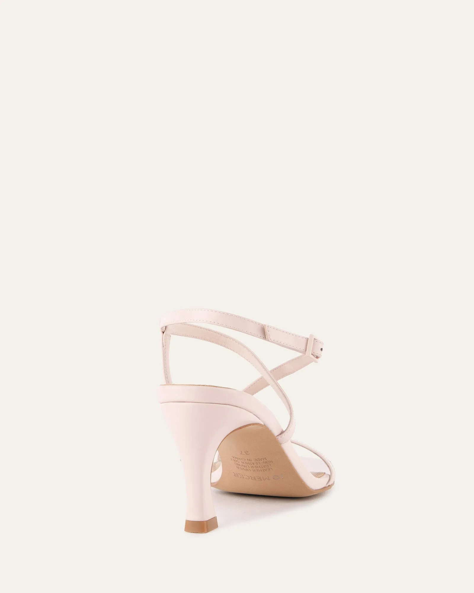 SANDALES JOCKEY À TALONS HAUTS EN CUIR DOUX ROSE