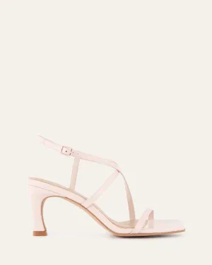 SANDALES JOCKEY À TALONS HAUTS EN CUIR DOUX ROSE
