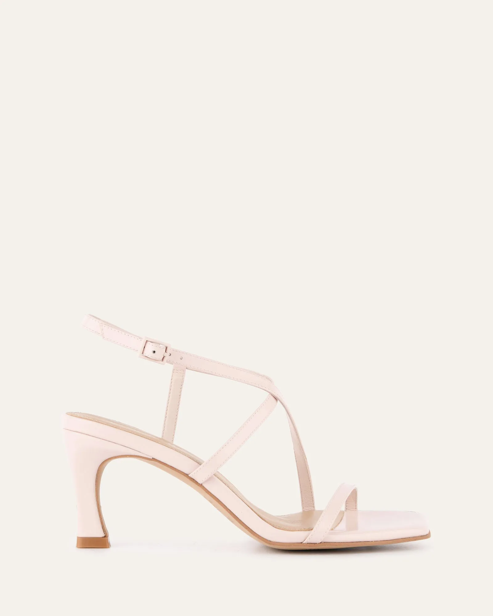 SANDALES JOCKEY À TALONS HAUTS EN CUIR DOUX ROSE