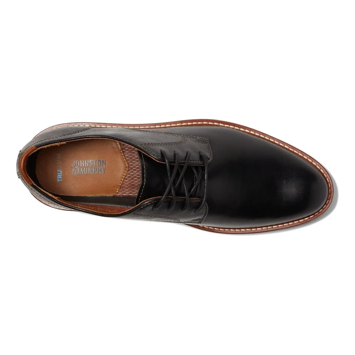 Johnston & Murphy Hommes Uxton Bout Rond Noir Pleine Fleur