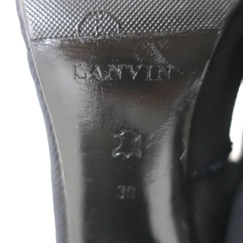 Bottes Lanvin à bout capitonné et boutonné en velours côtelé et cuir noir Taille 39