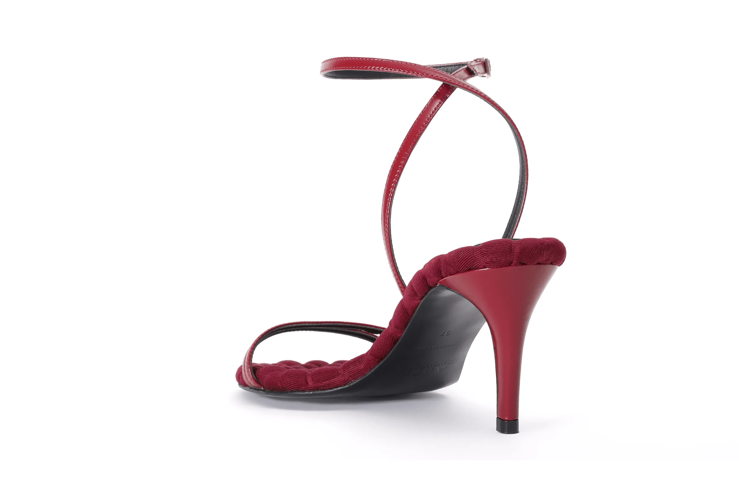 Sandales Laura à talons hauts et bride arrière en coton végan | Rouge canneberge