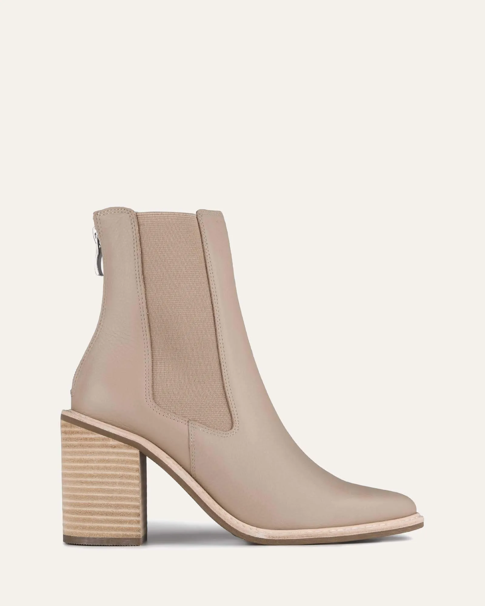 BOTTINES LUXUEUSES HAUTES EN CUIR TAUPE