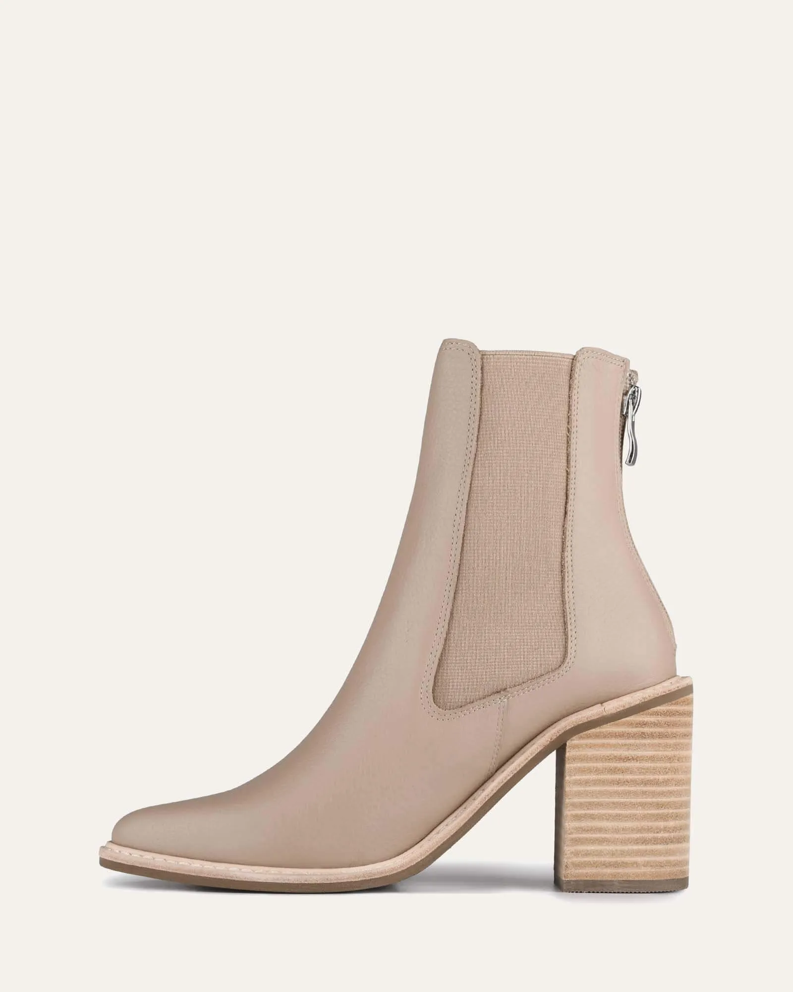 BOTTINES LUXUEUSES HAUTES EN CUIR TAUPE
