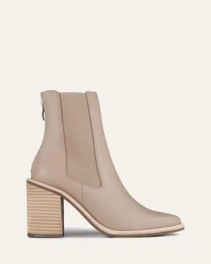 BOTTINES LUXUEUSES HAUTES EN CUIR TAUPE
