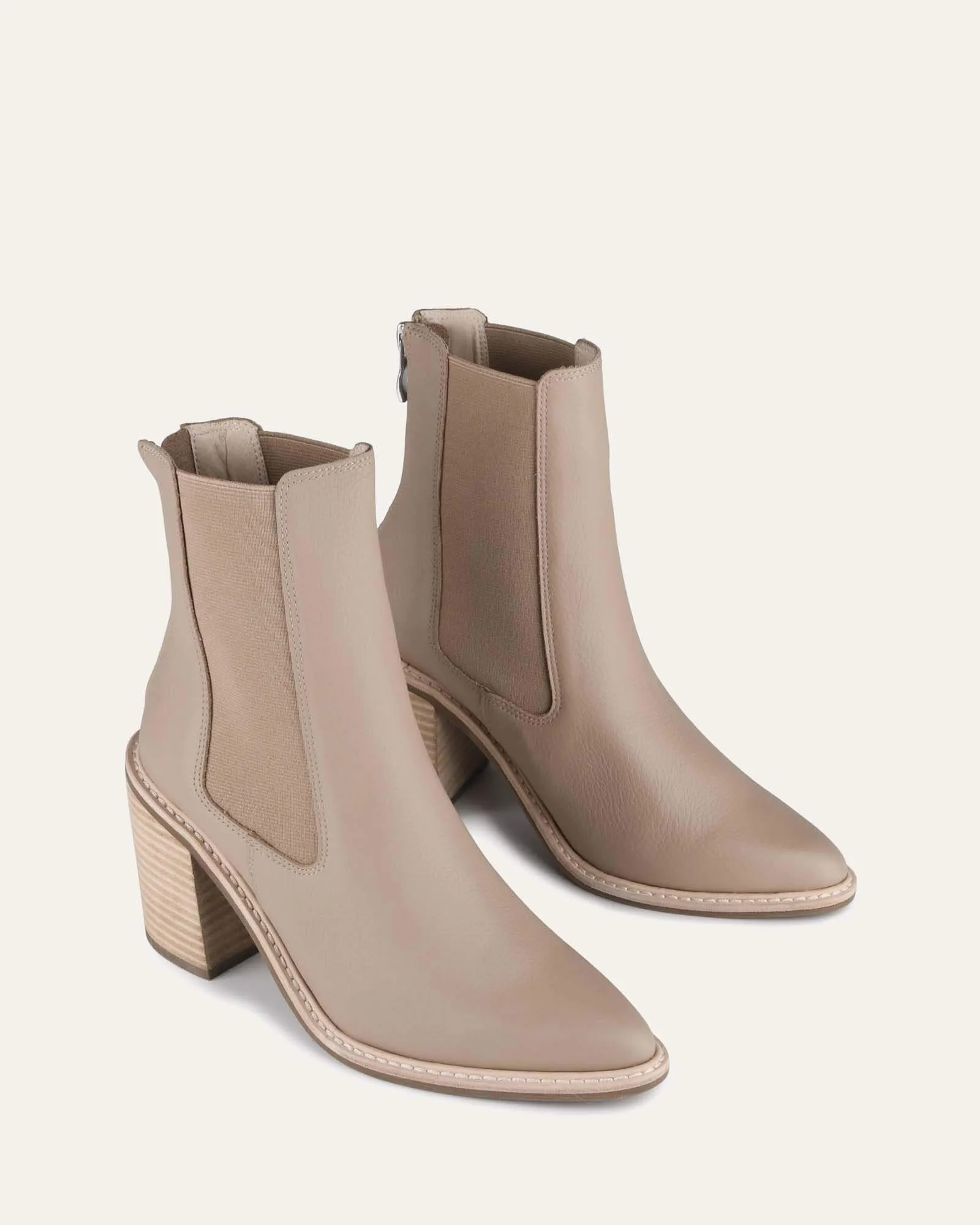 BOTTINES LUXUEUSES HAUTES EN CUIR TAUPE