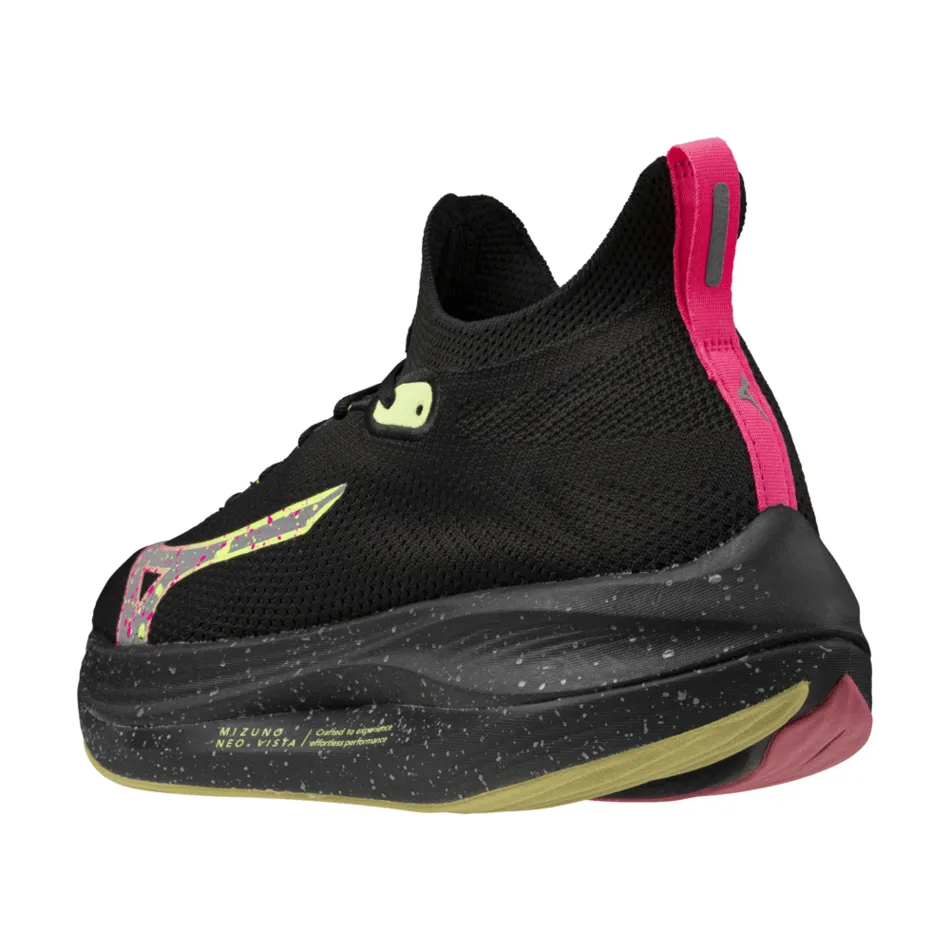 Chaussures de course Mizuno Neo Vista pour femmes en Noir Argenté/Rose Tetra AW24