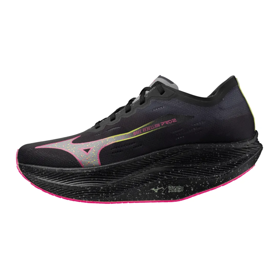 Chaussures de course Mizano Unisex Wave Rebellion Pro 2 en Noir/Argent/Rose/Tetra AW24