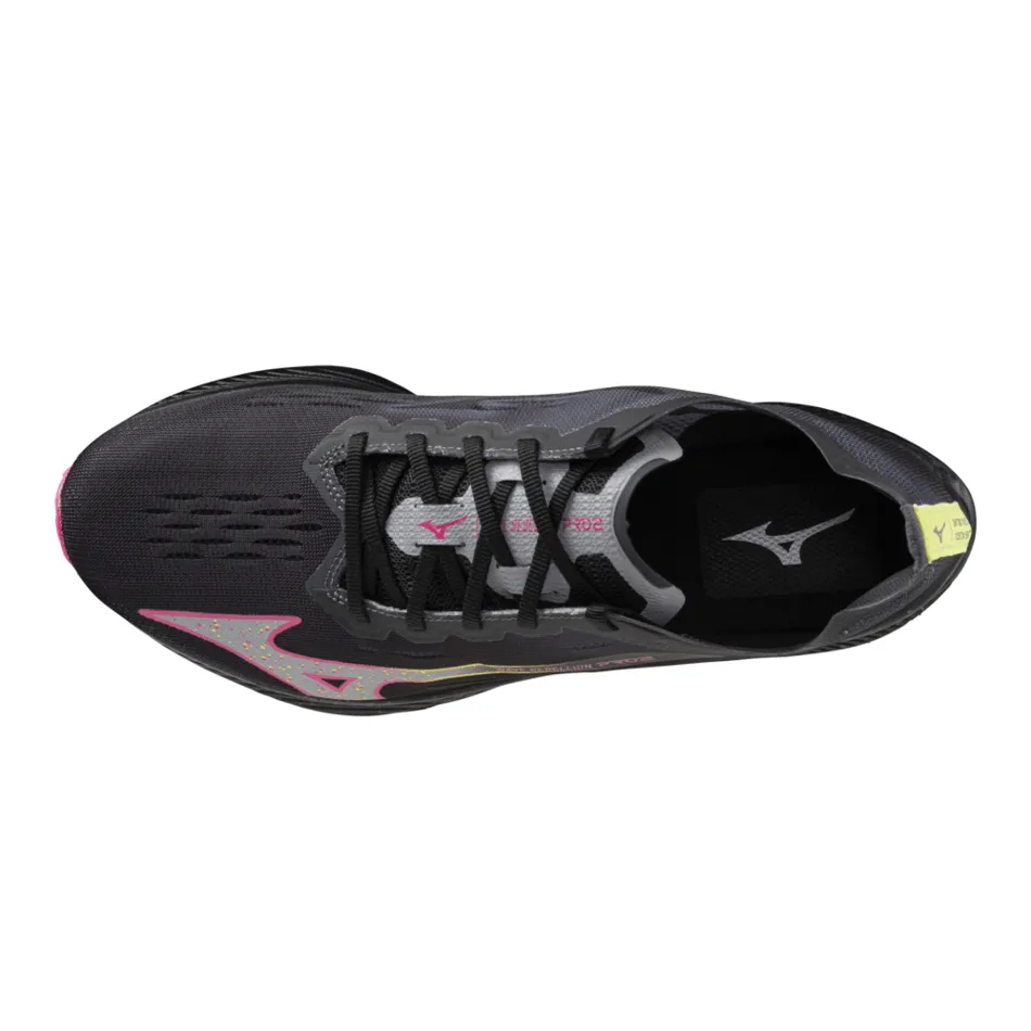 Chaussures de course Mizano Unisex Wave Rebellion Pro 2 en Noir/Argent/Rose/Tetra AW24