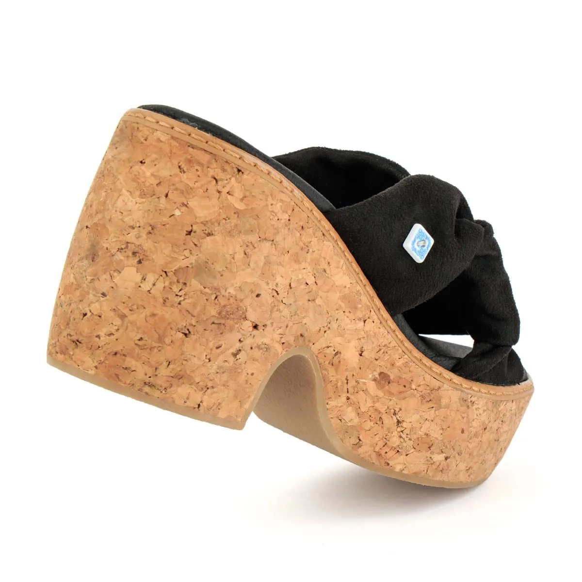 My Twist Vegan Suède & Liège Wedge | Noir
