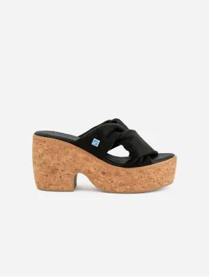 My Twist Vegan Suède & Liège Wedge | Noir