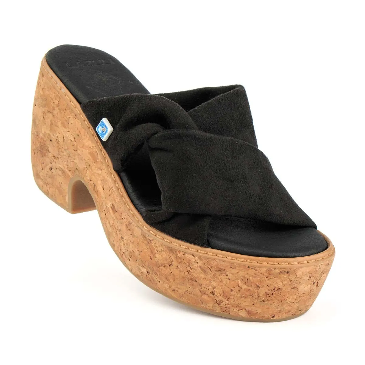 My Twist Vegan Suède & Liège Wedge | Noir