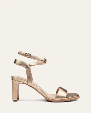 SANDALES NATSU À TALON MOYEN EN CUIR DOUX DORÉ