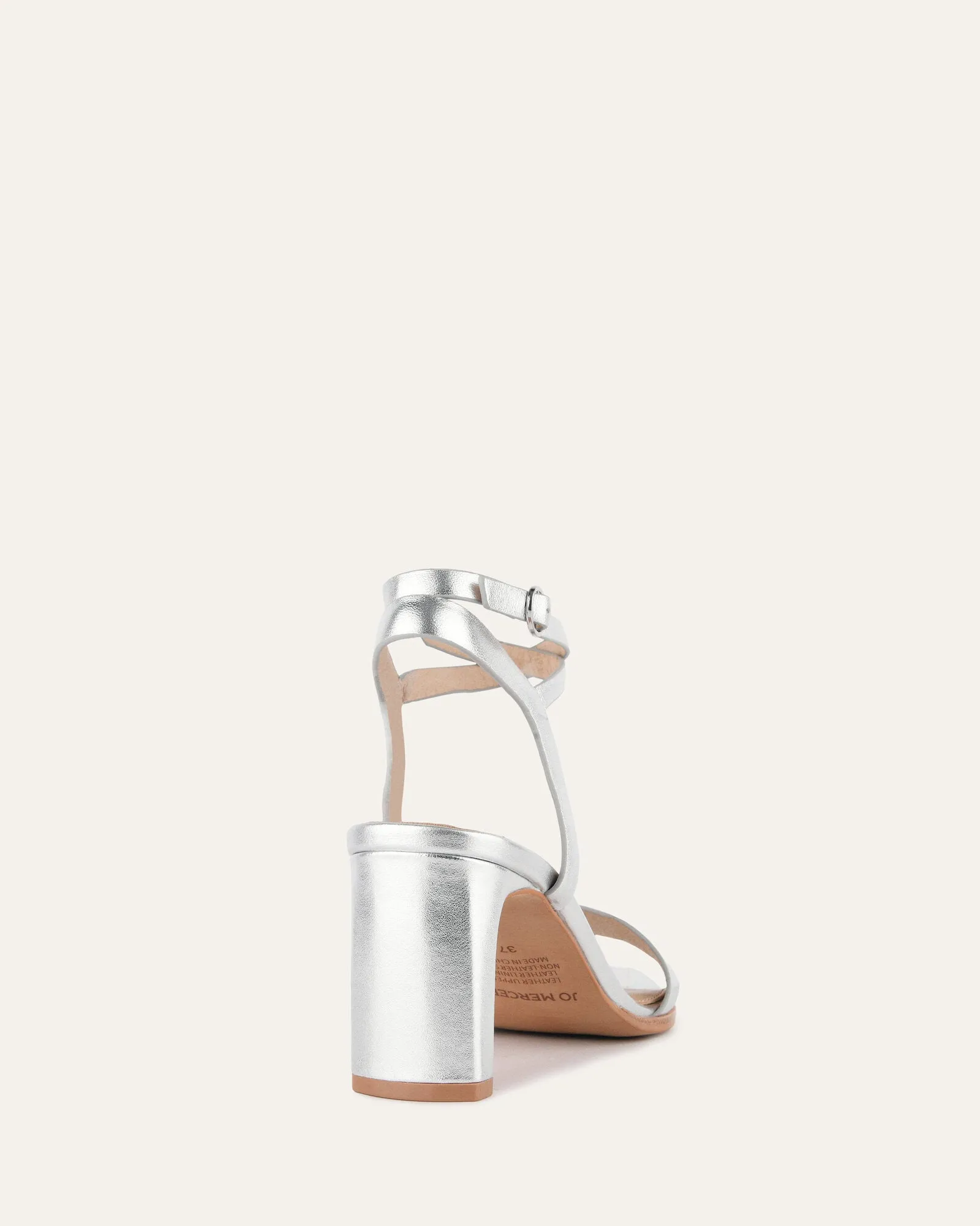 SANDALES NATSU À TALON MOYEN EN CUIR DOUX ARGENTÉ