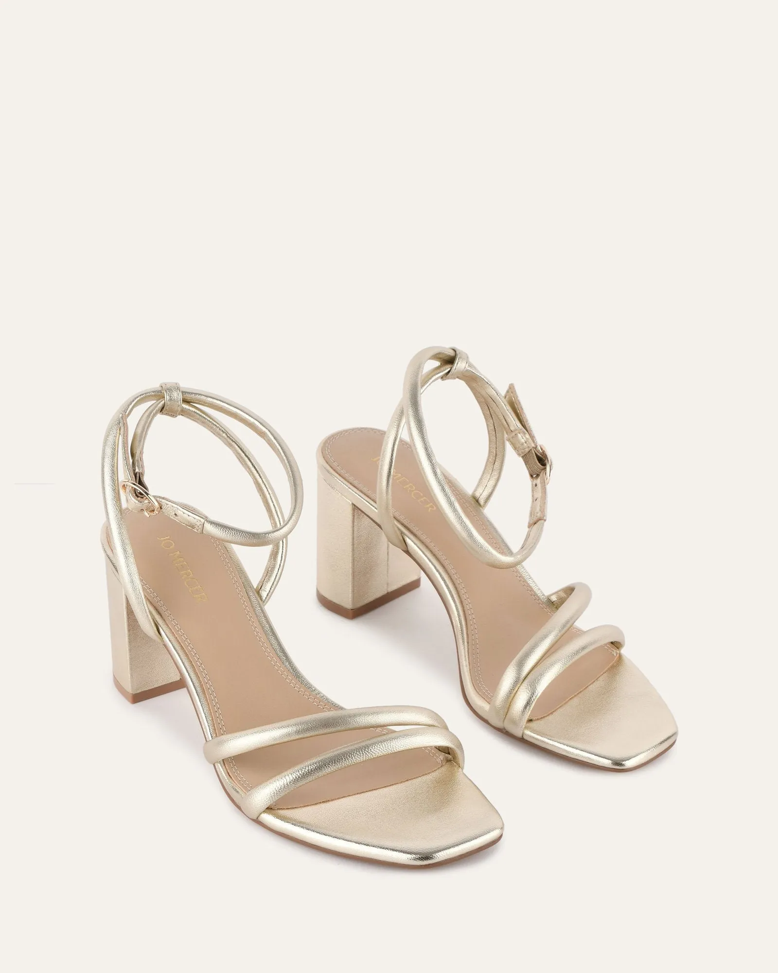 SANDALES NINO À TALONS HAUTS EN CUIR DOUX DORÉ