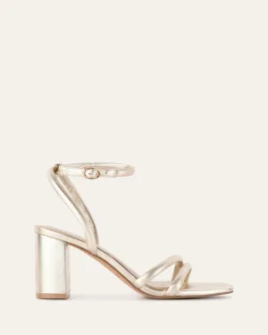 SANDALES NINO À TALONS HAUTS EN CUIR DOUX DORÉ