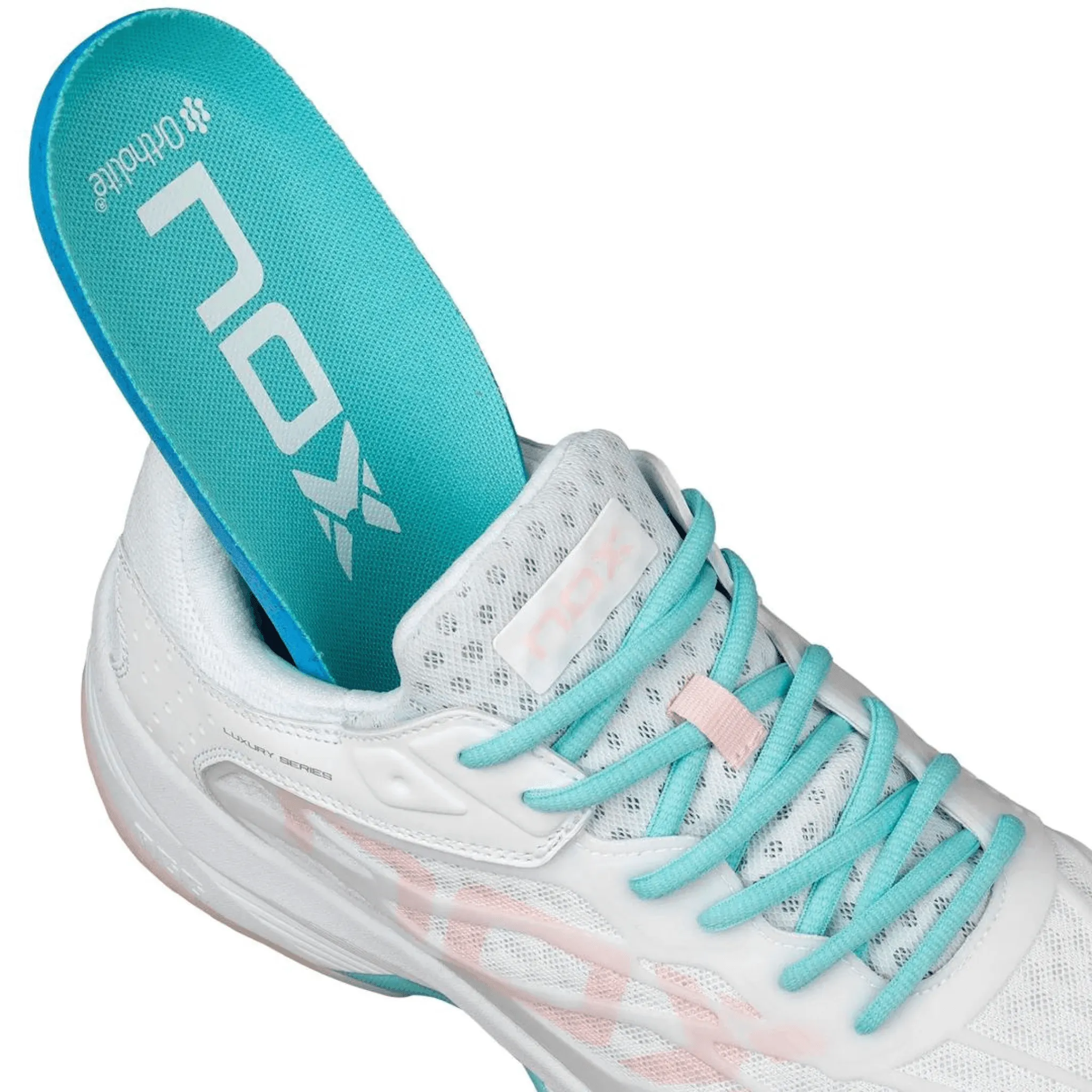 Chaussures de padel pour femmes Nox AT10 LUXE BLANCHE/POTPOURRI
