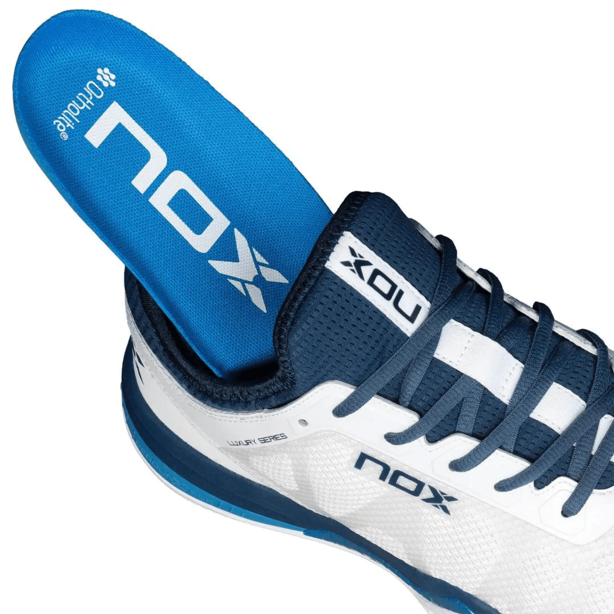 Chaussures de padel NOX NERBO BLANC/BLEU SUÉDOIS