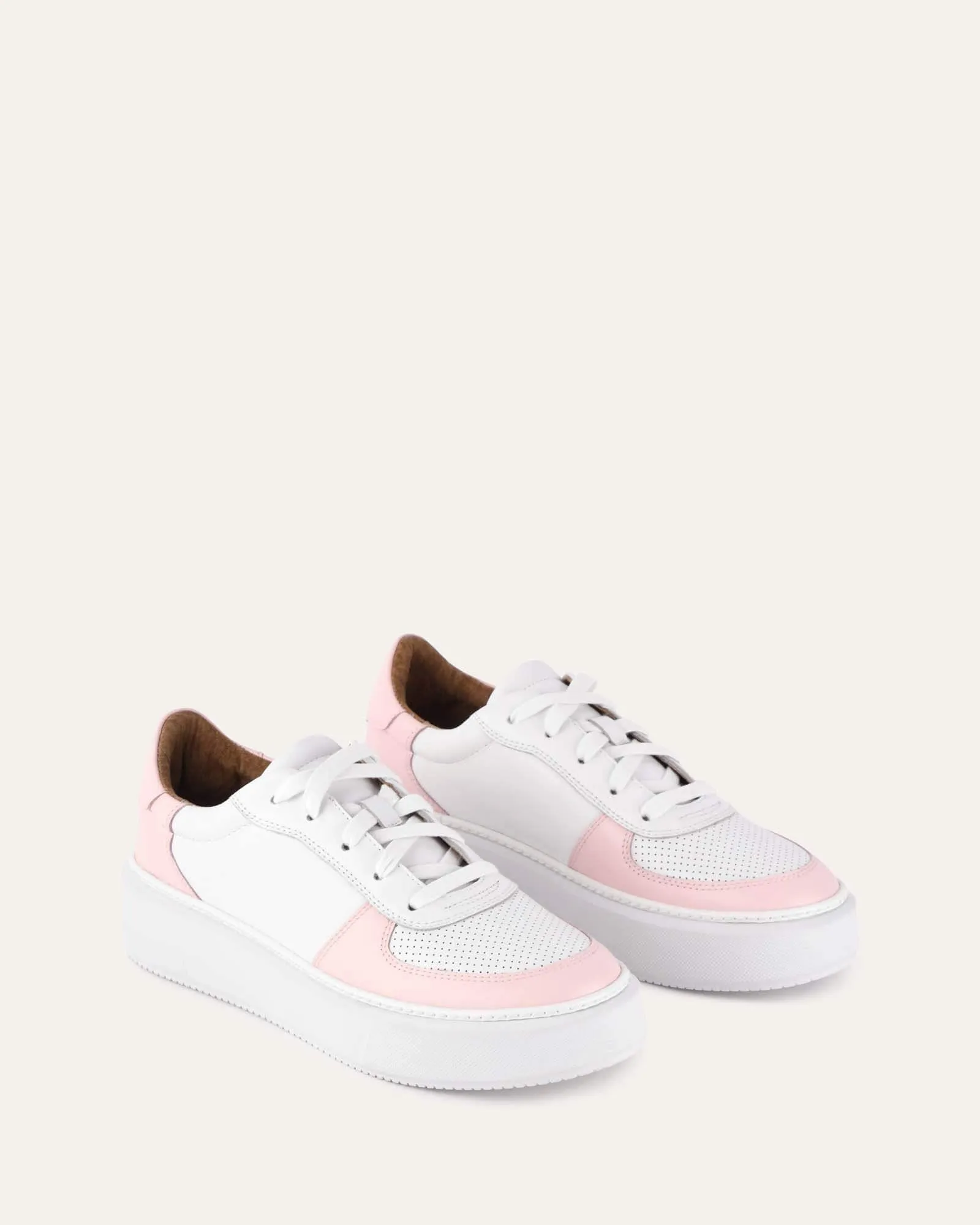 OTTO SNEAKERS BLANC CUIR ROSE DOUX