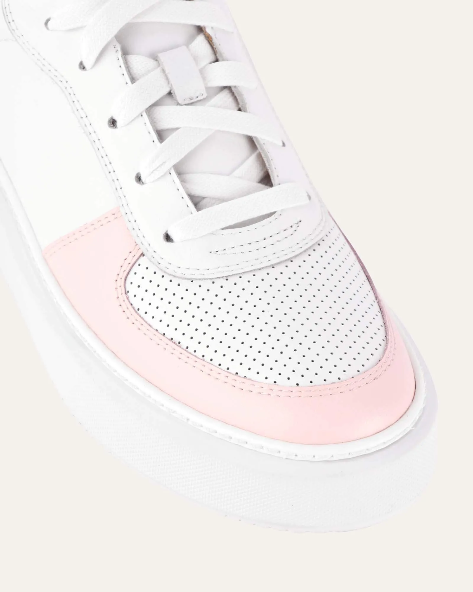 OTTO SNEAKERS BLANC CUIR ROSE DOUX
