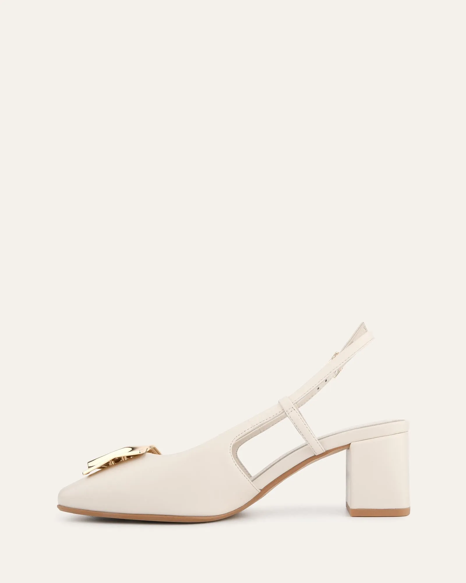 PETRA TALONS BAS EN CUIR BLANC CASSÉ