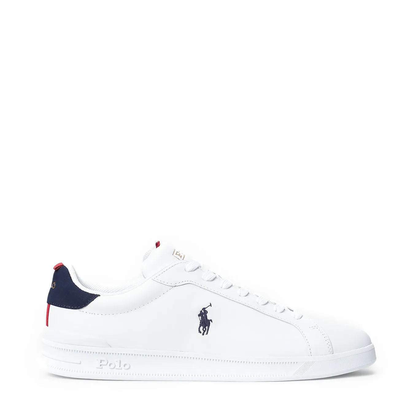 Polo Ralph Lauren Heritage Court II Chaussure de Sport en Cuir Blanc / Marine / Rouge