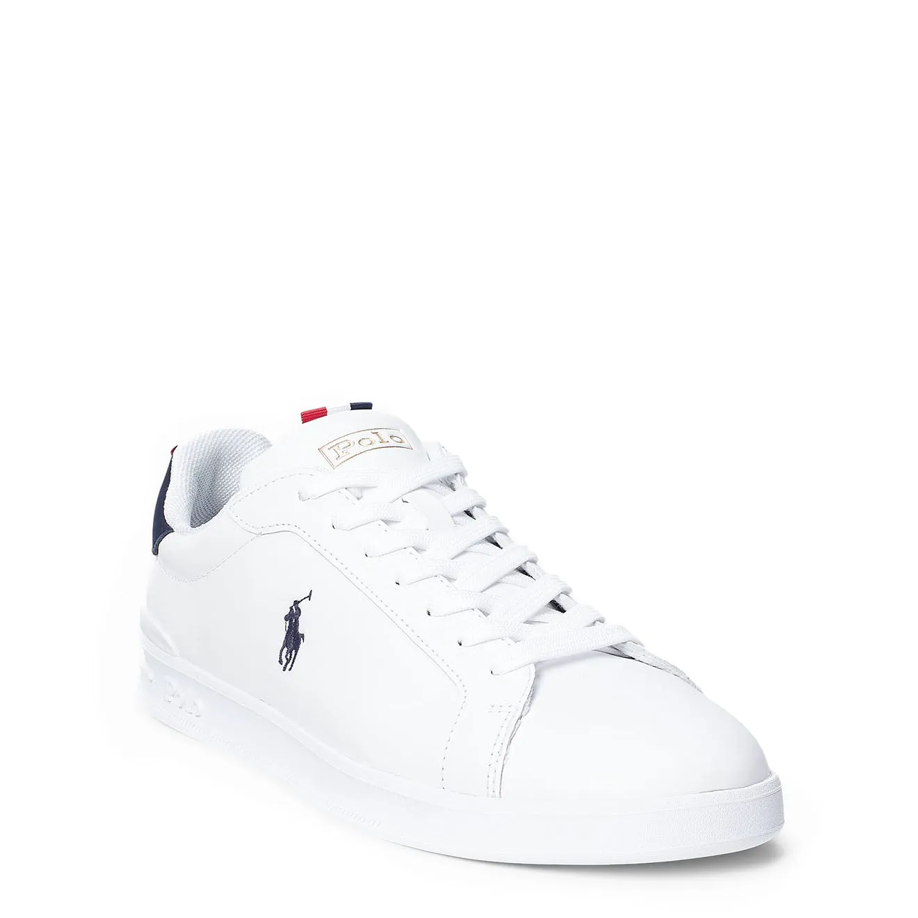 Polo Ralph Lauren Heritage Court II Chaussure de Sport en Cuir Blanc / Marine / Rouge