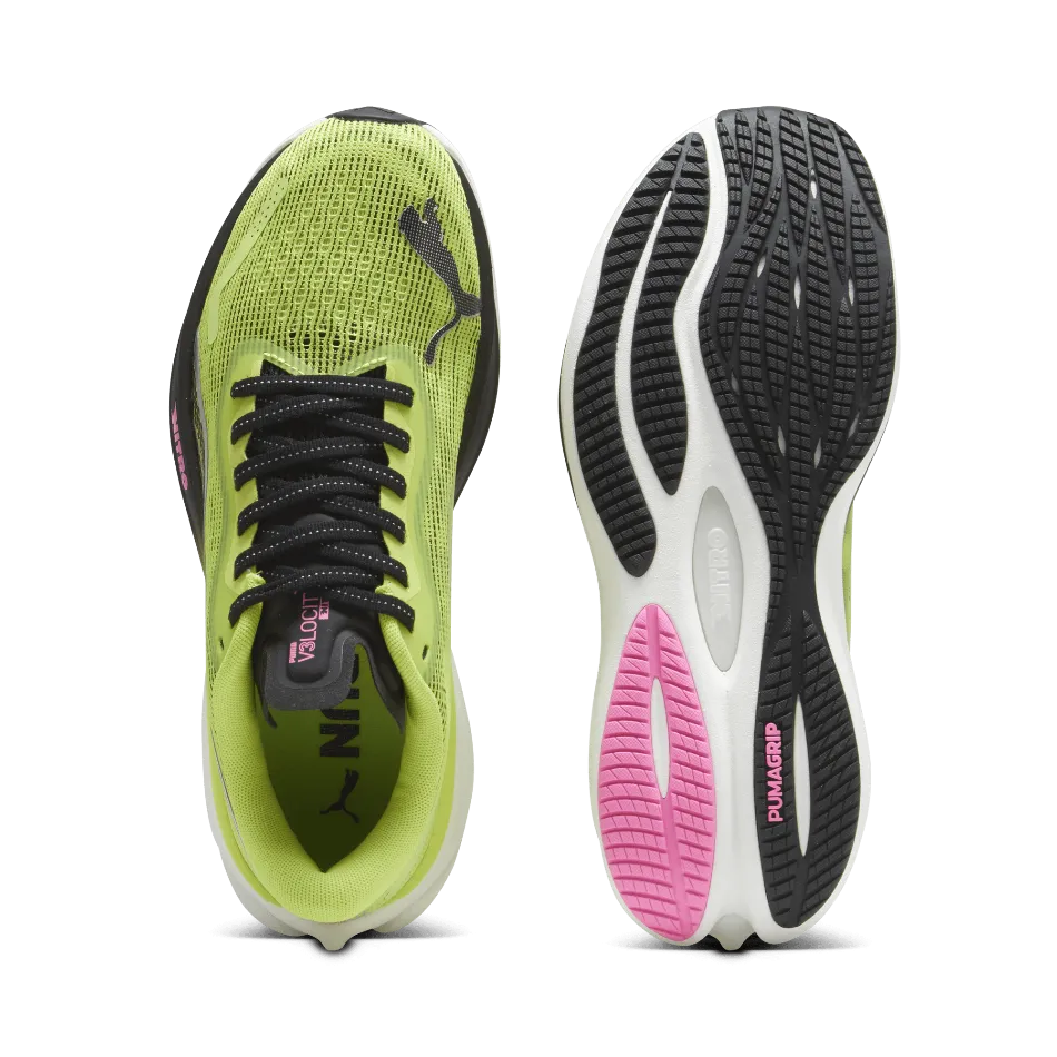 Chaussures de course Puma Velocity Nitro 3 Femme SS24 Lime Pow-PUMA Noir-Rose Poison