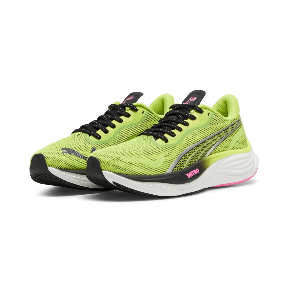 Chaussures de course Puma Velocity Nitro 3 Femme SS24 Lime Pow-PUMA Noir-Rose Poison