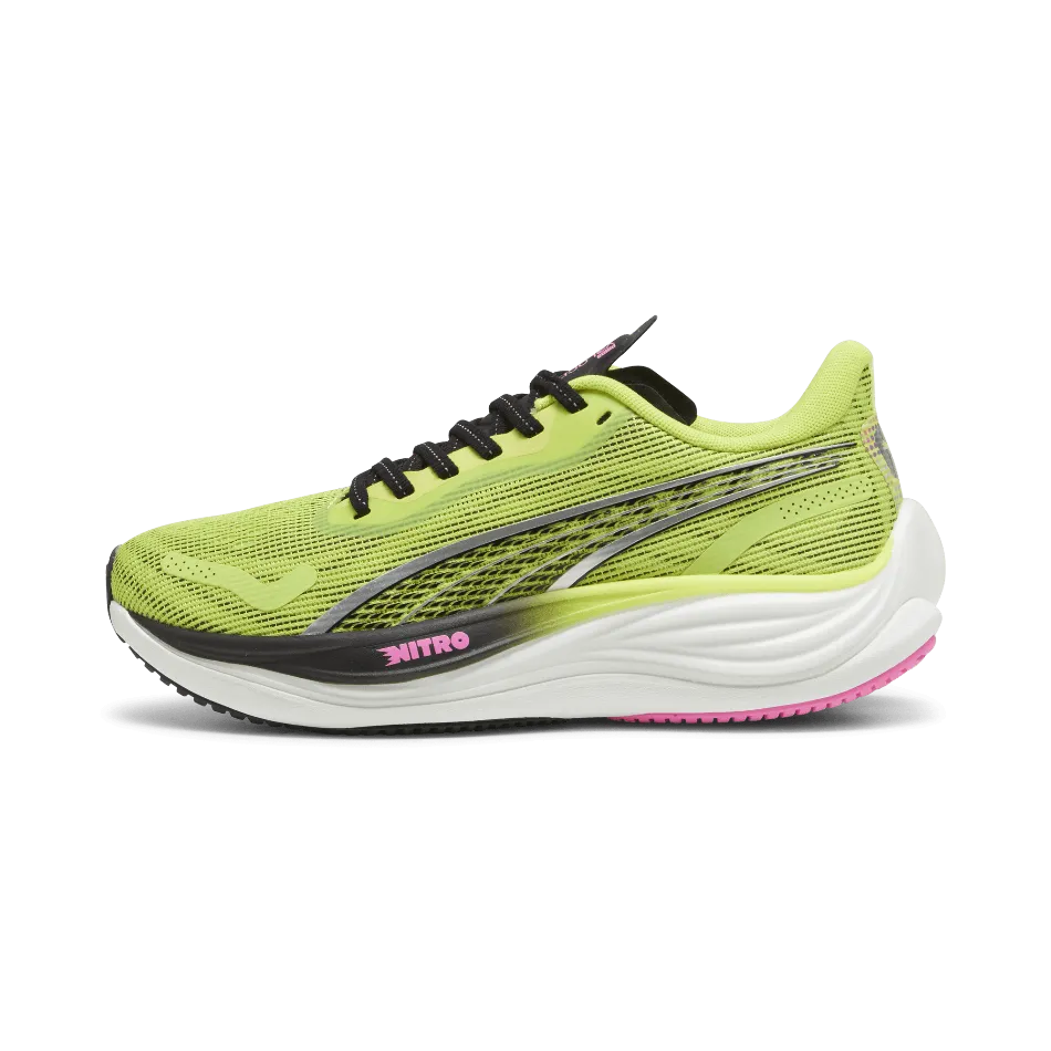 Chaussures de course Puma Velocity Nitro 3 Femme SS24 Lime Pow-PUMA Noir-Rose Poison
