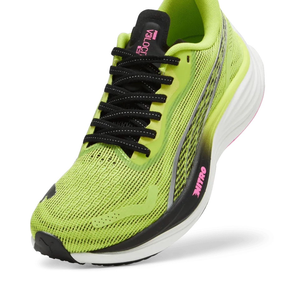 Chaussures de course Puma Velocity Nitro 3 Femme SS24 Lime Pow-PUMA Noir-Rose Poison
