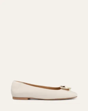 SONNY DRESS FLATS EN CUIR BLANC CASSÉ