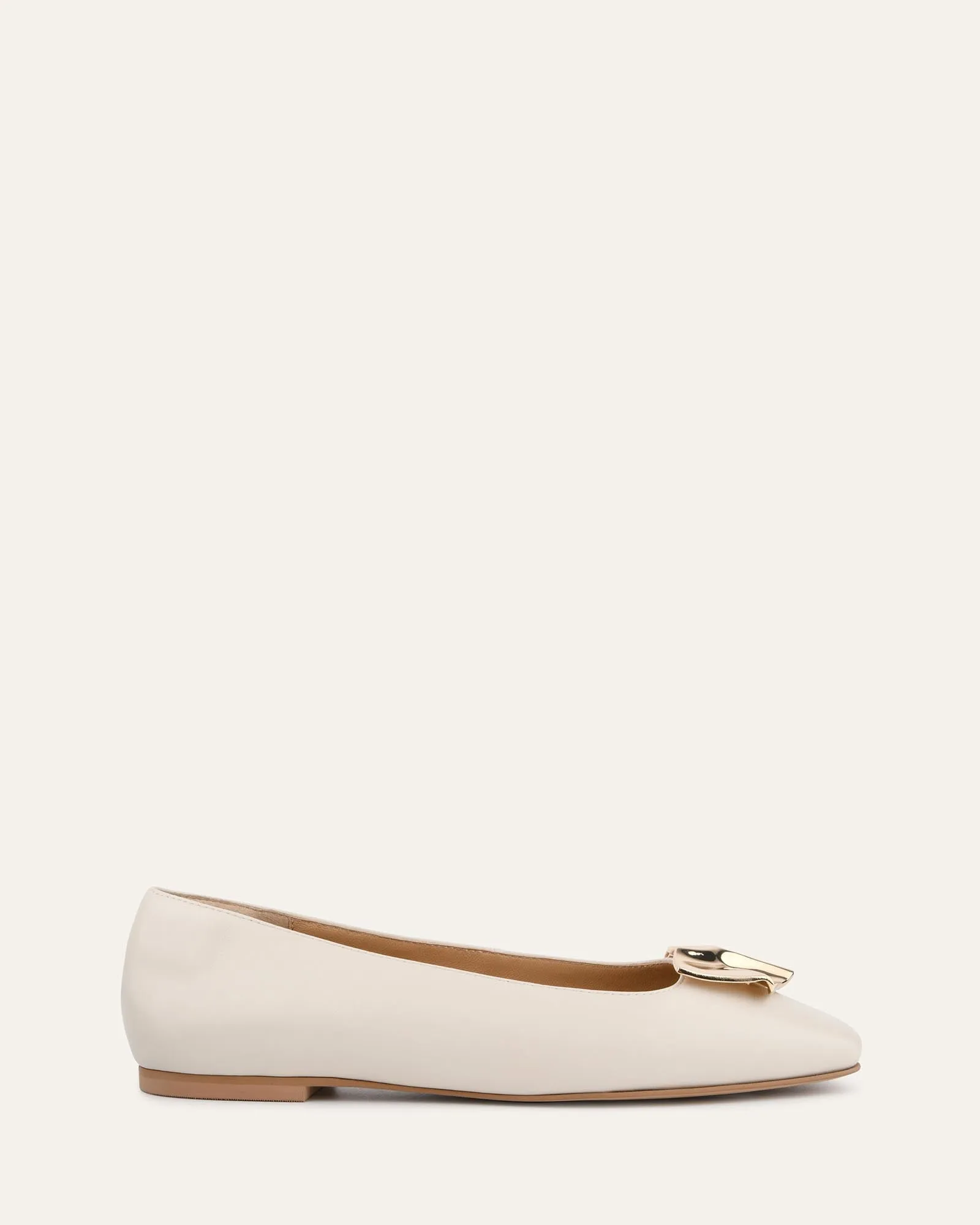SONNY DRESS FLATS EN CUIR BLANC CASSÉ