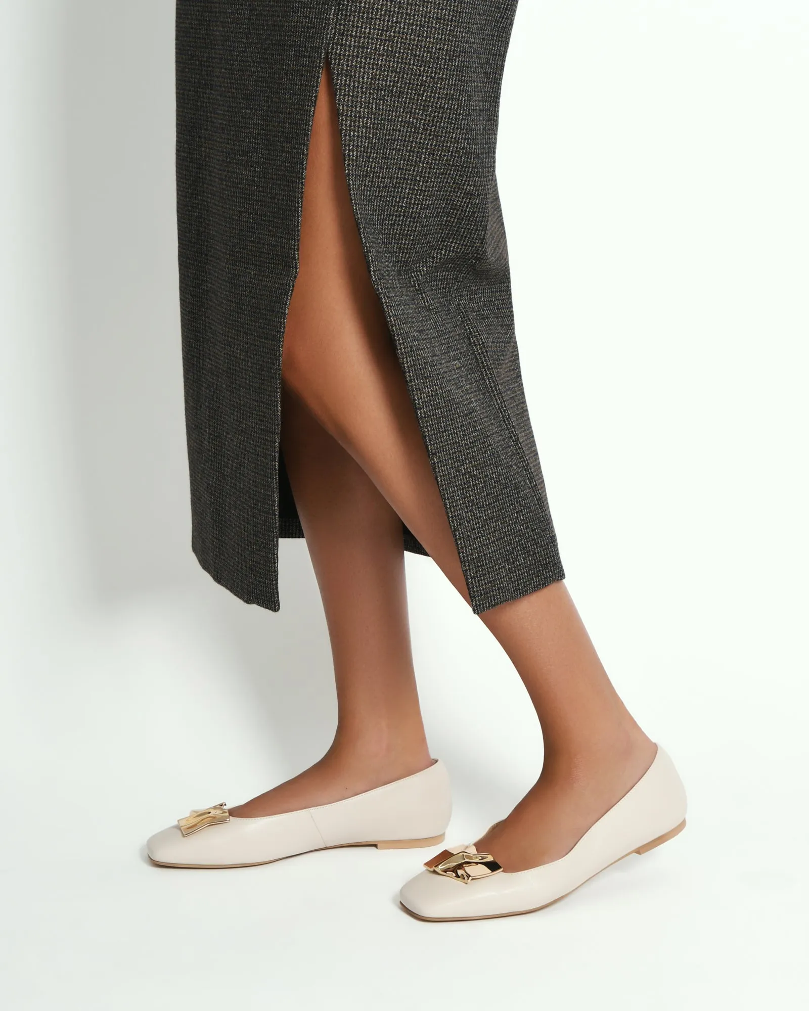 SONNY DRESS FLATS EN CUIR BLANC CASSÉ