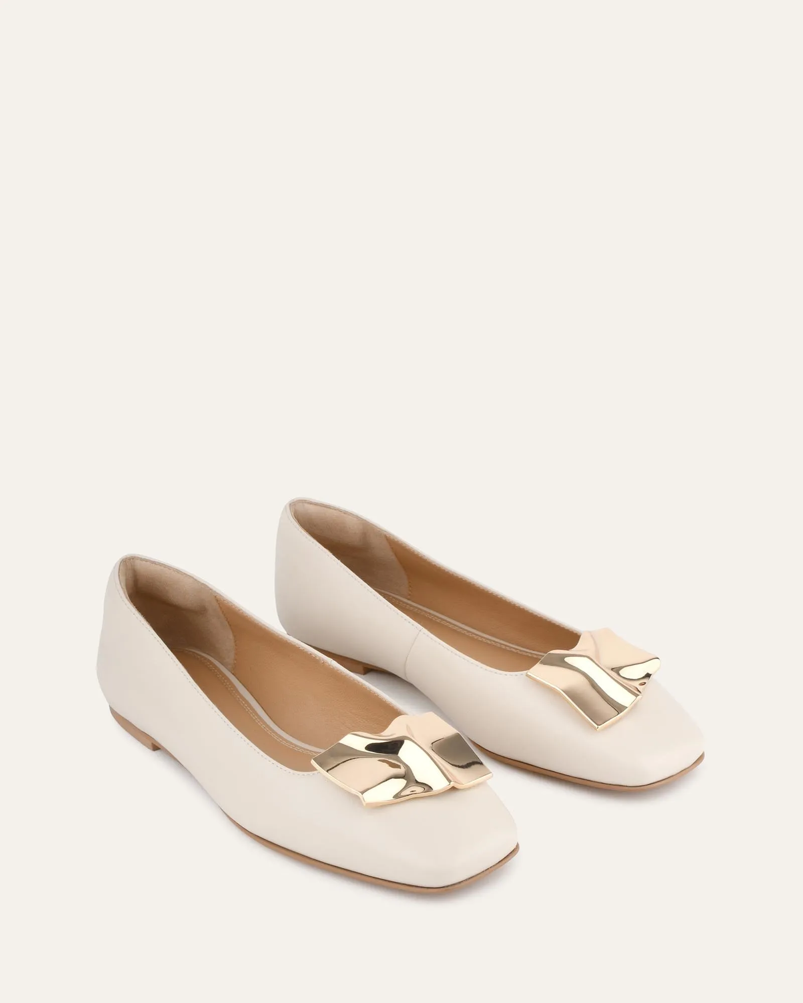 SONNY DRESS FLATS EN CUIR BLANC CASSÉ