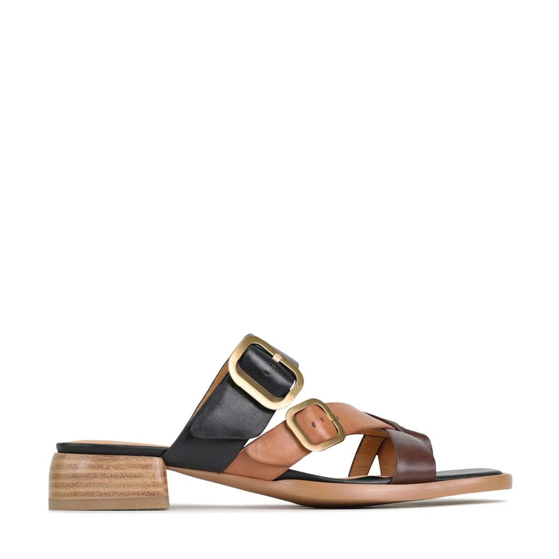 SANDALES SLIDE EN CUIR TEIA