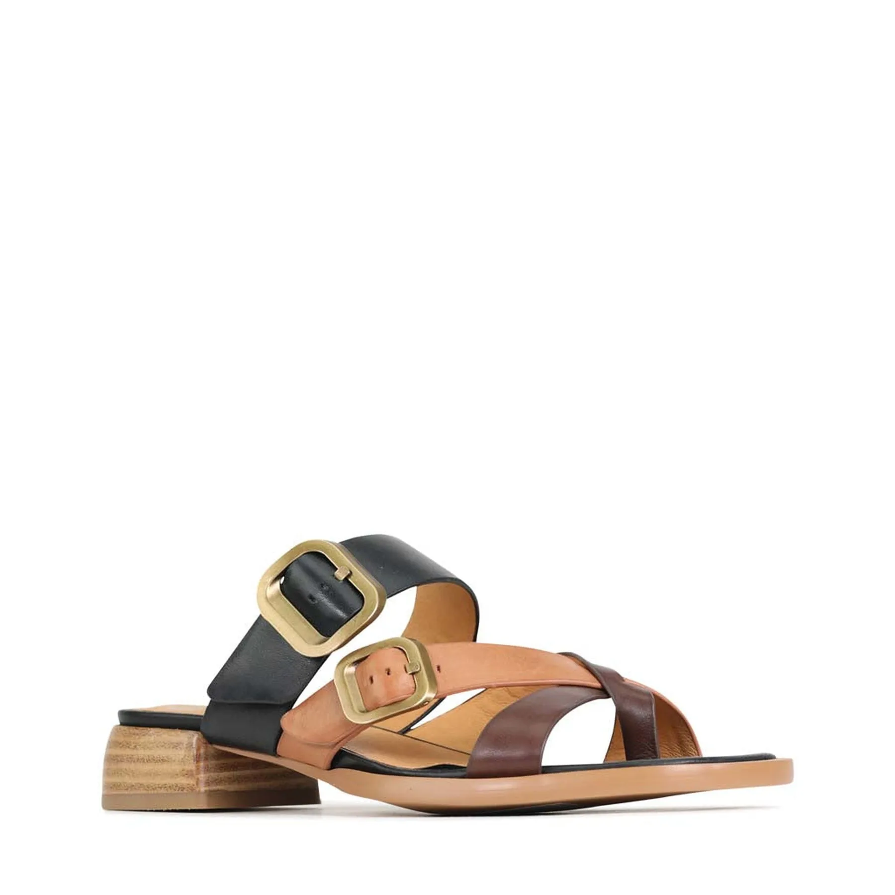 SANDALES SLIDE EN CUIR TEIA