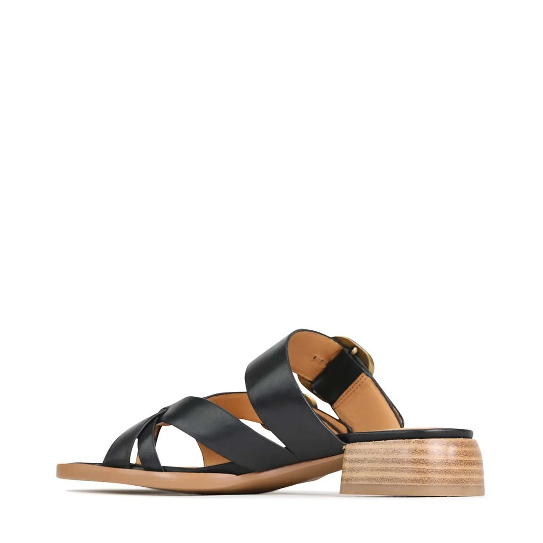 SANDALES SLIDE EN CUIR TEIA