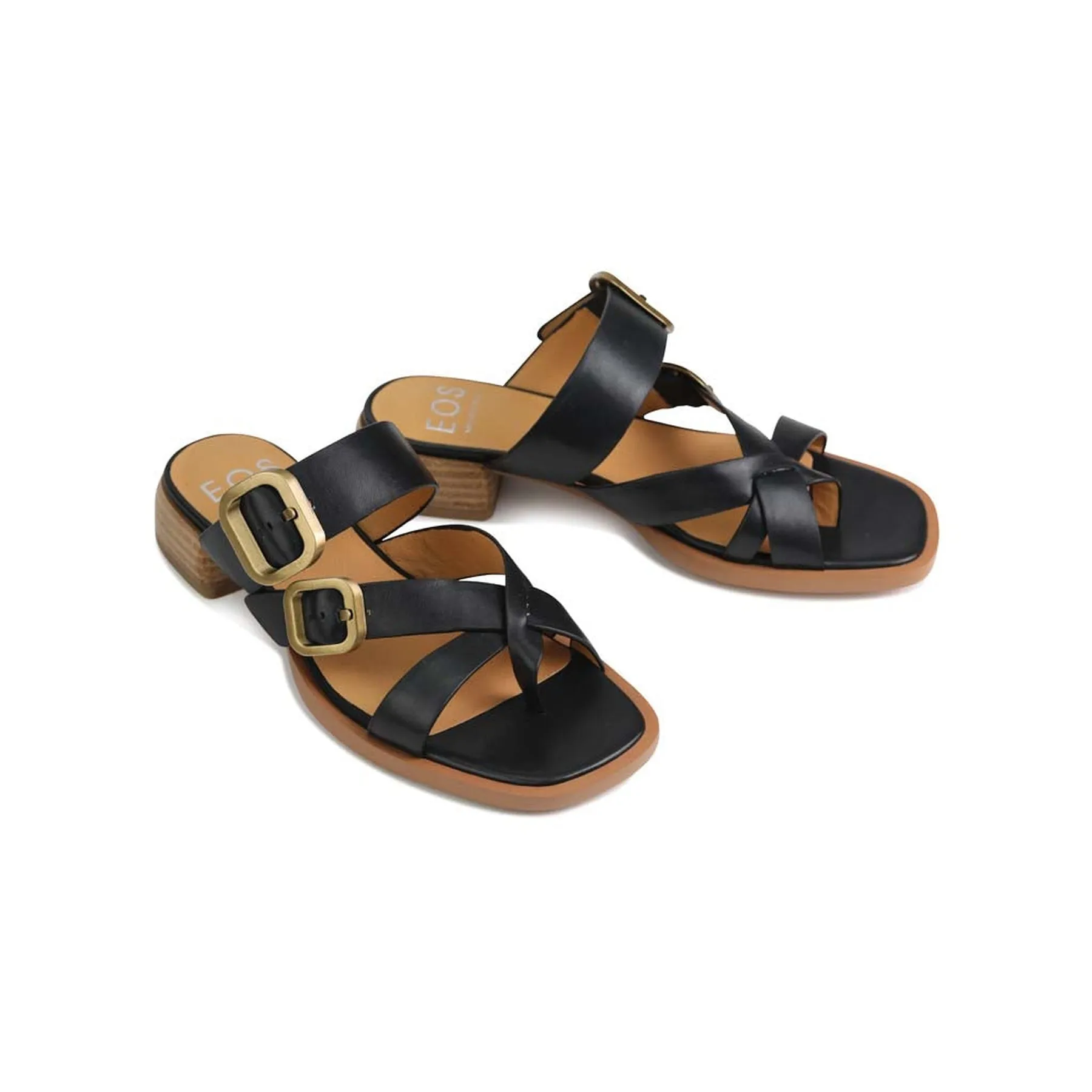 SANDALES SLIDE EN CUIR TEIA